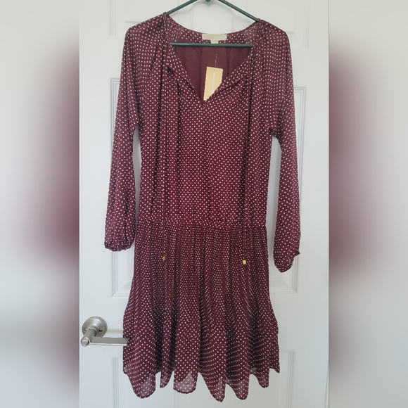 Michael Kors Dress dark red polka-dot size S - Picture 1 of 9